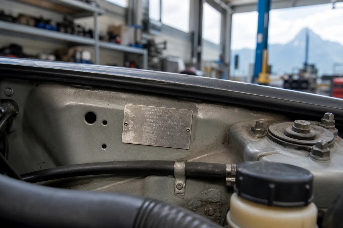 Plaque constructeur rivetée dans une baie moteur avec codes de peinture et de type
